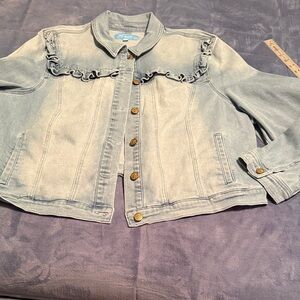 Draper James Light Blue Denim Jacket with Ruffle Accents
